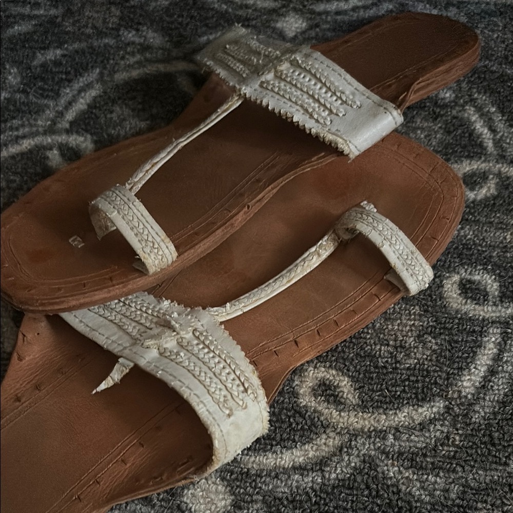 Women's White Leather Sandals